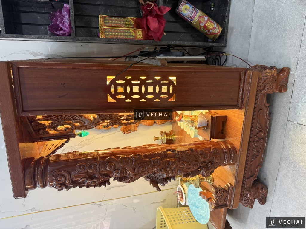 THANH LÝ TỦ THỜ THẦN TÀI – ÔNG ĐỊA GỖ ĐỎ CHẠM KHẮC RỒNG PHỤNG TINH