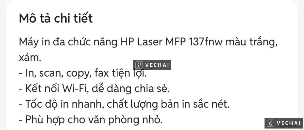 THANH LÝ MÁY IN ĐA NĂNG HP LASER MFP 137fnw – 900k